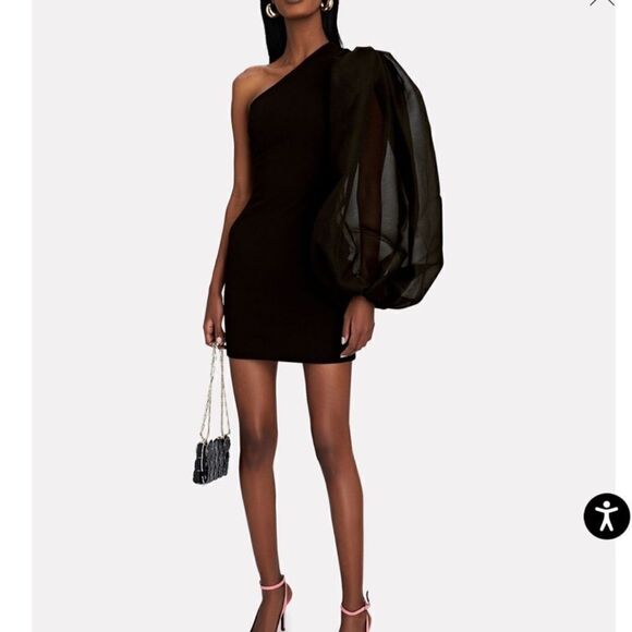 New Solace London Iona Black One Sleeve Mini Dress Size 4 - Picture 4 of 16